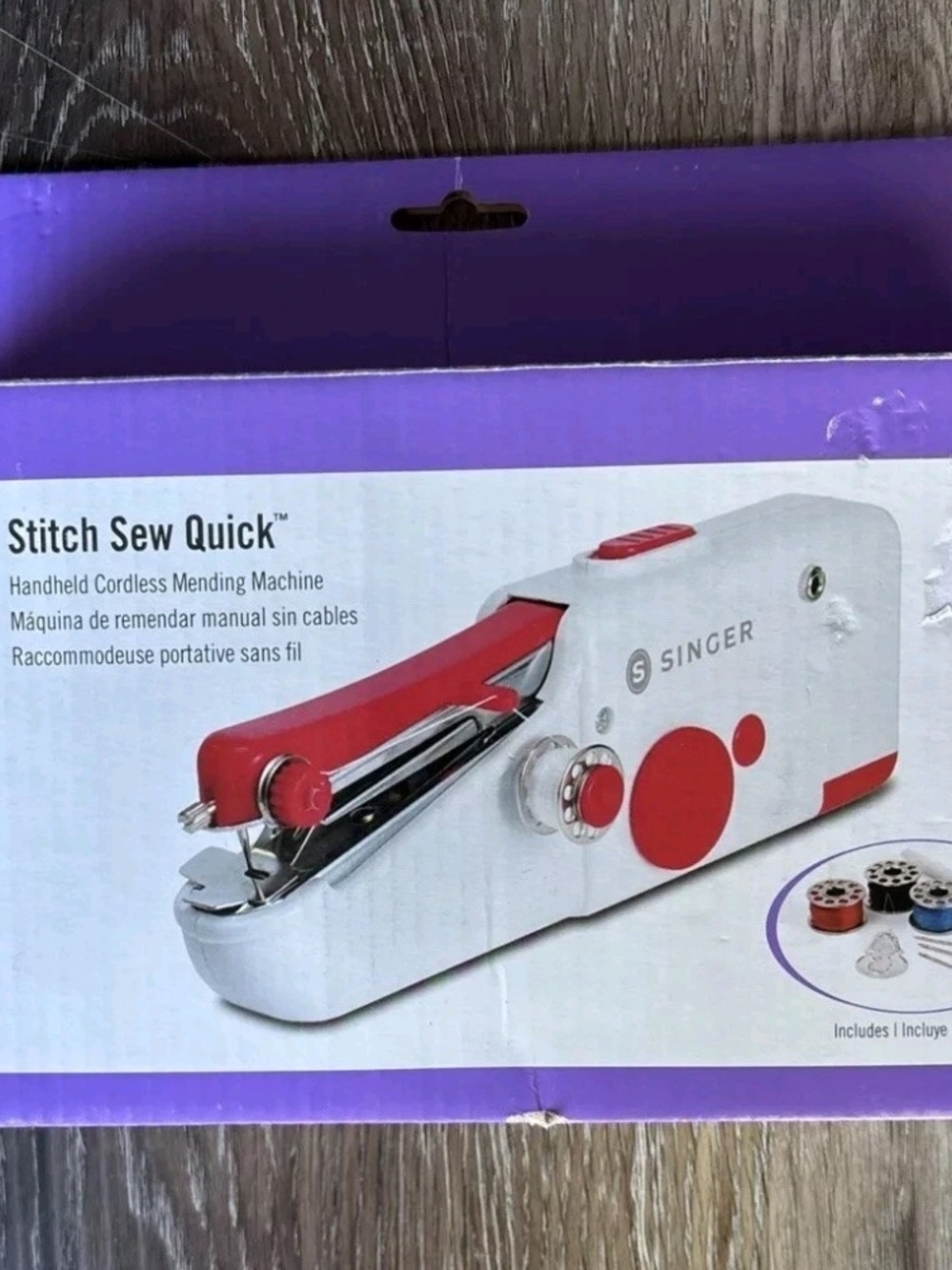 Singer Stitch Sew Quick Handheld Cordless Mending Machine - White & Red